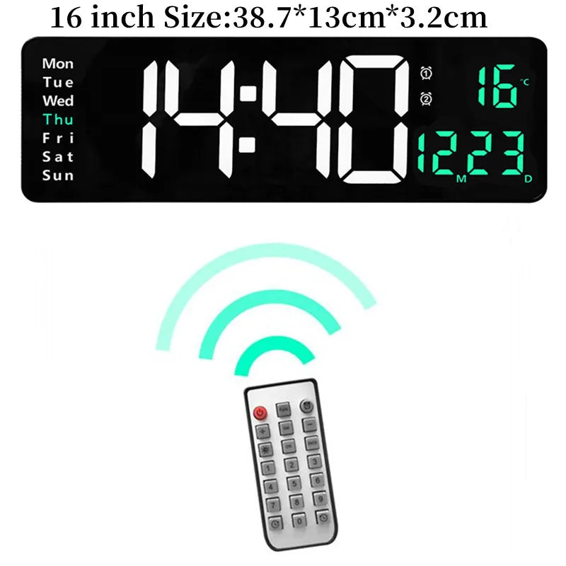 Large Digital Wall Clock Remote Control Power