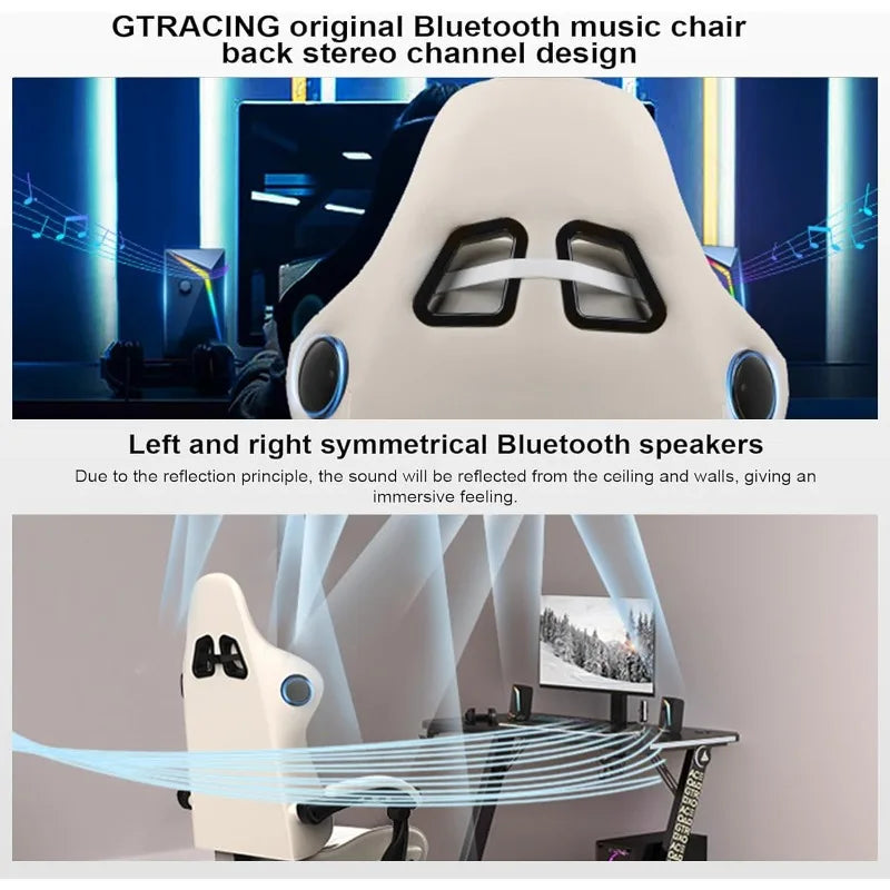 PLAYER Chair Computer Gaming Chair (Leather, Ivory)