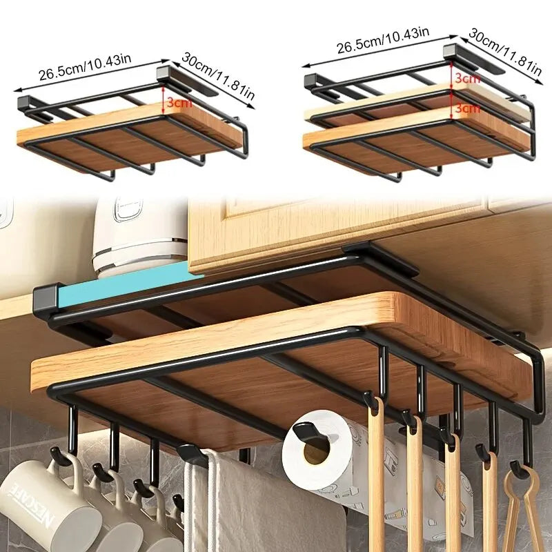 Hanging Rack with Hooks Under Cupboard