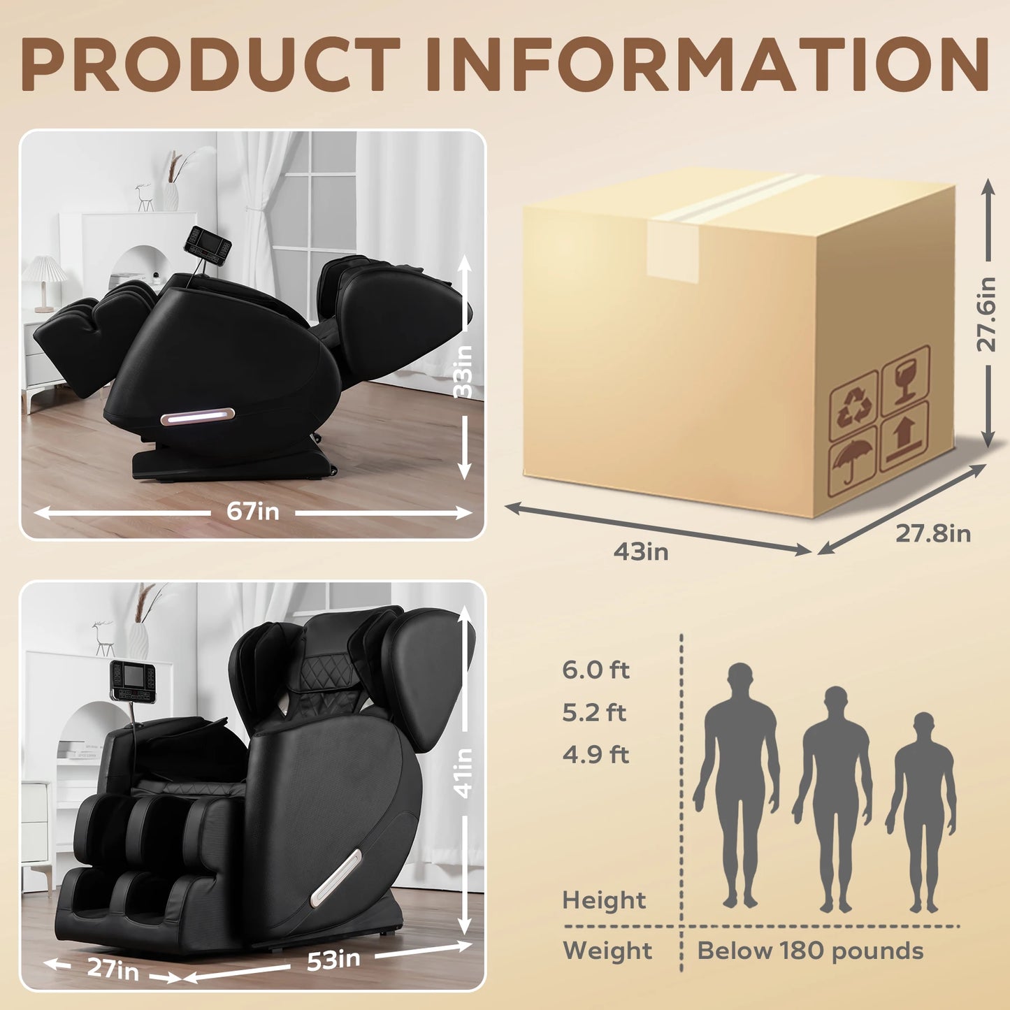 Recliner with Heating, Bluetooth Speaker, Foot Roller
