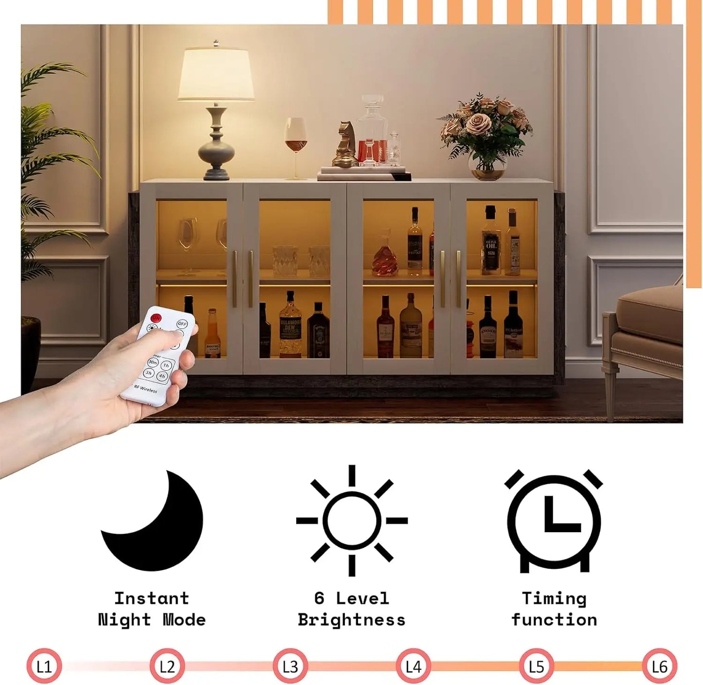 Sideboard Mixed Color with LED Lights,