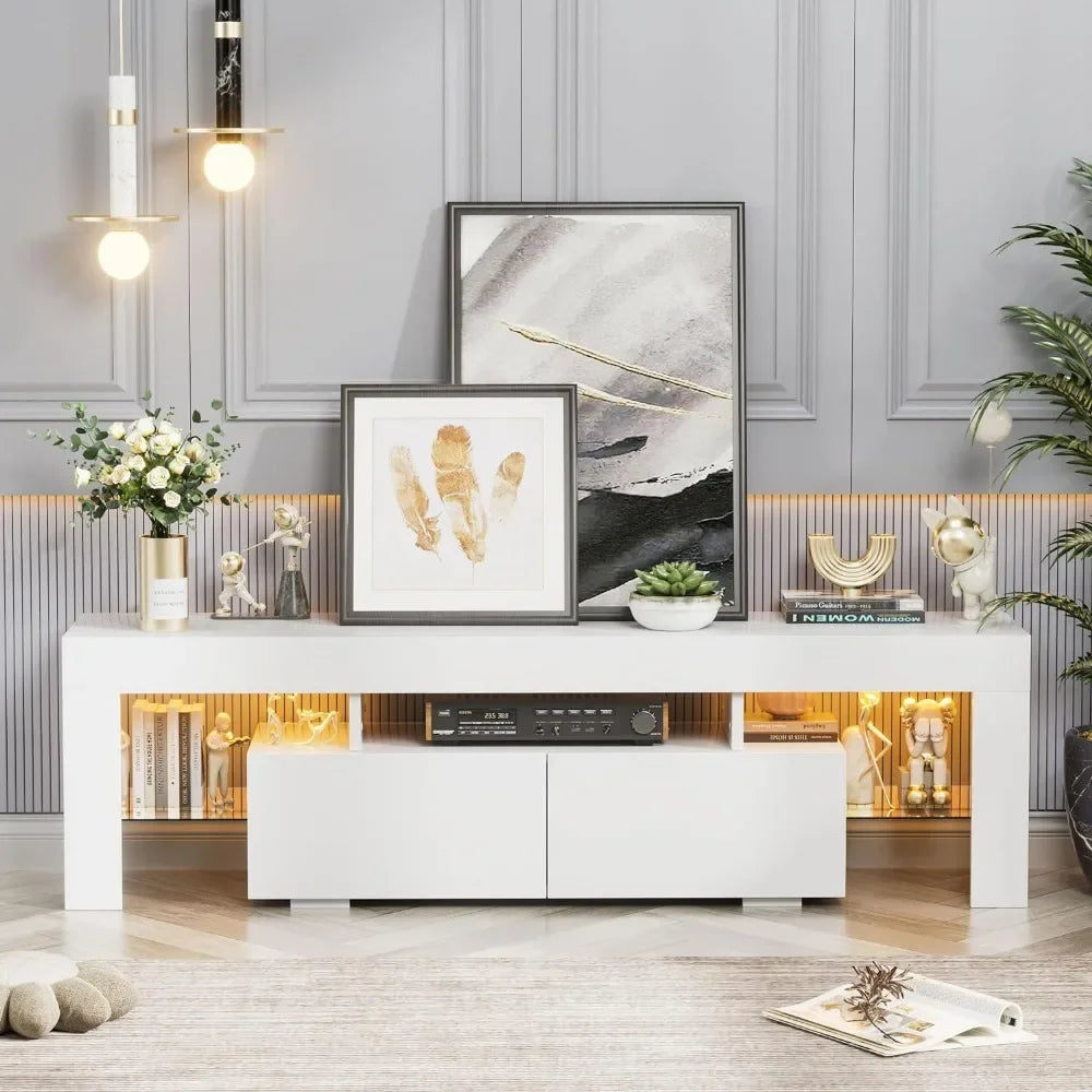 Glass Shelves and Drawer Entertainment Center
