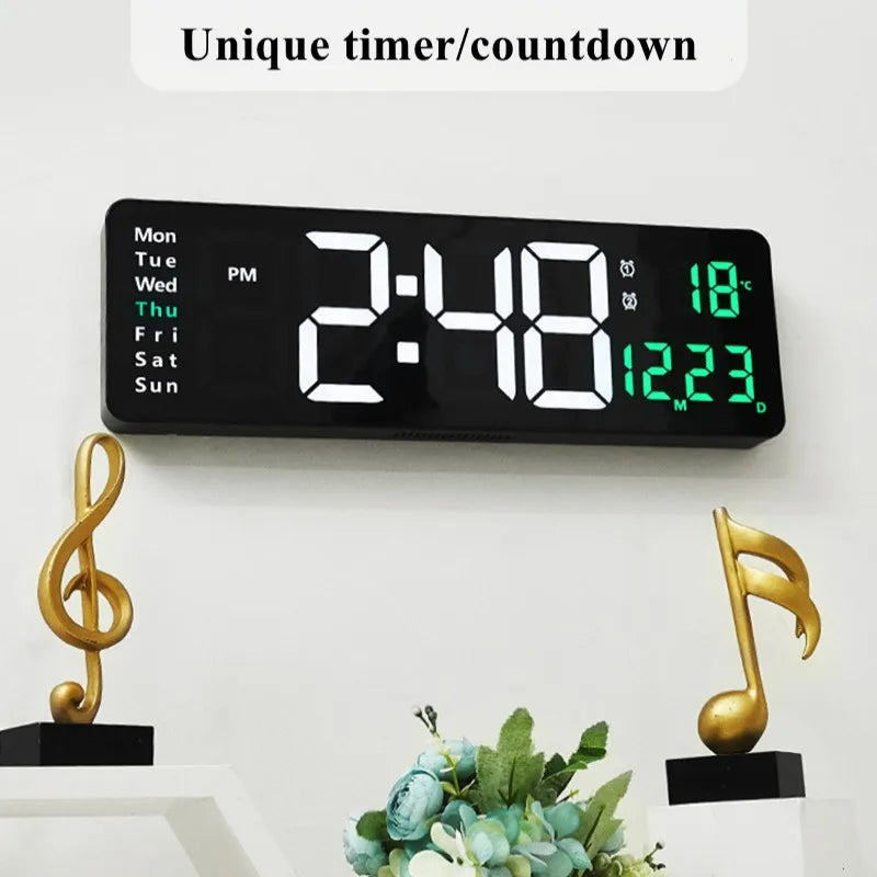 Large Digital Wall Clock Remote Control Power