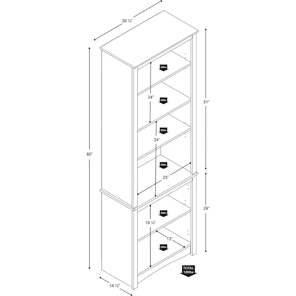 Home Tall 6-Shelf Bookcase Bookshelf