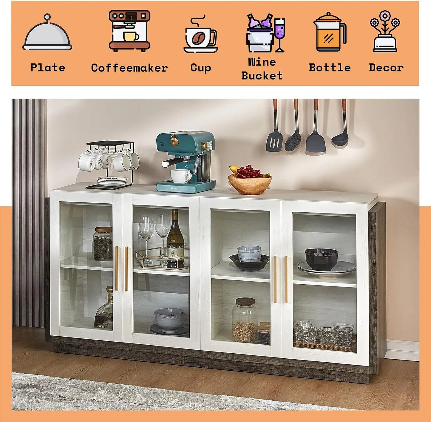 Sideboard Mixed Color with LED Lights,