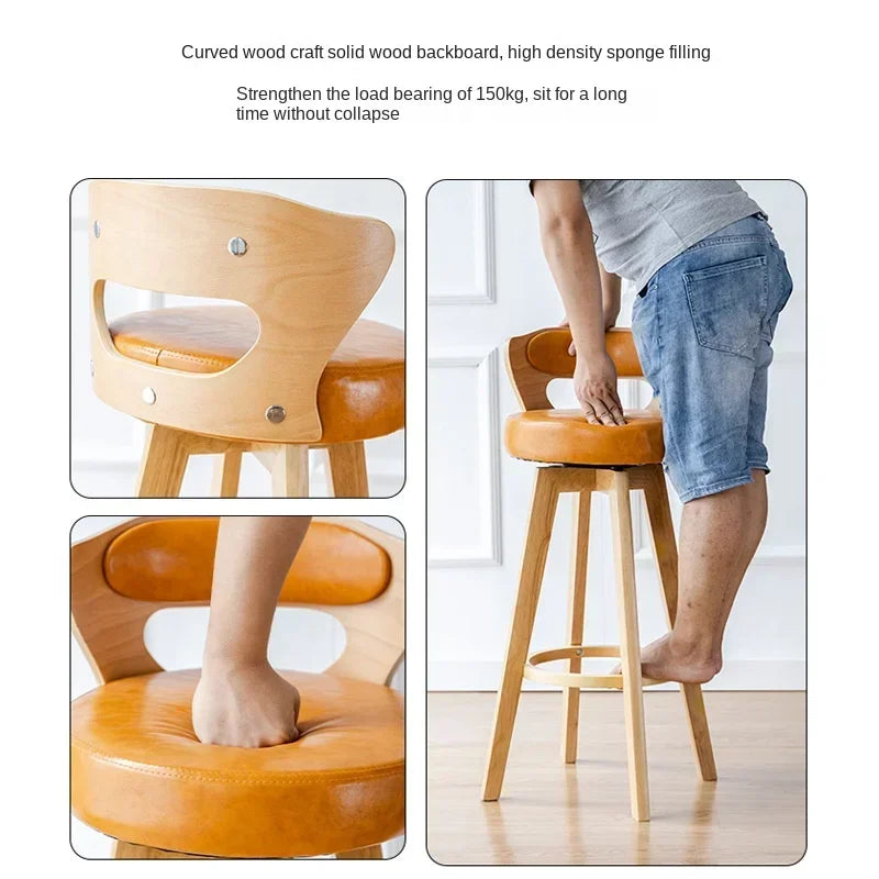 VIP American Solid Wood Stool Rotating