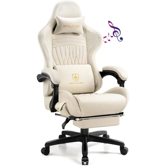 PLAYER Chair Computer Gaming Chair (Leather, Ivory)
