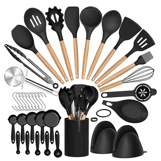 36pcs silicone utensil cooking set with holder
