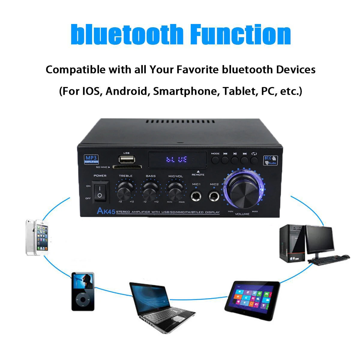 Sound Amplifiers Bluetooth Digital  Remote Control