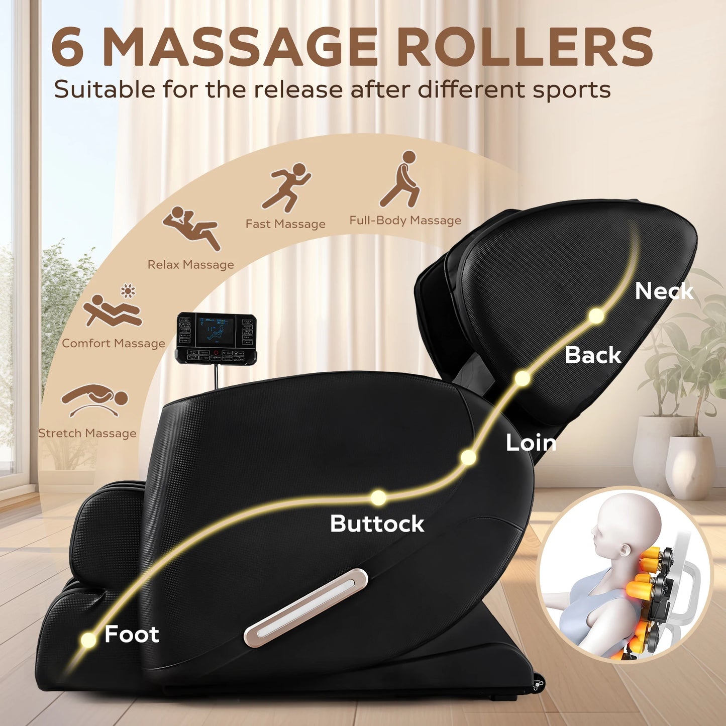 Recliner with Heating, Bluetooth Speaker, Foot Roller