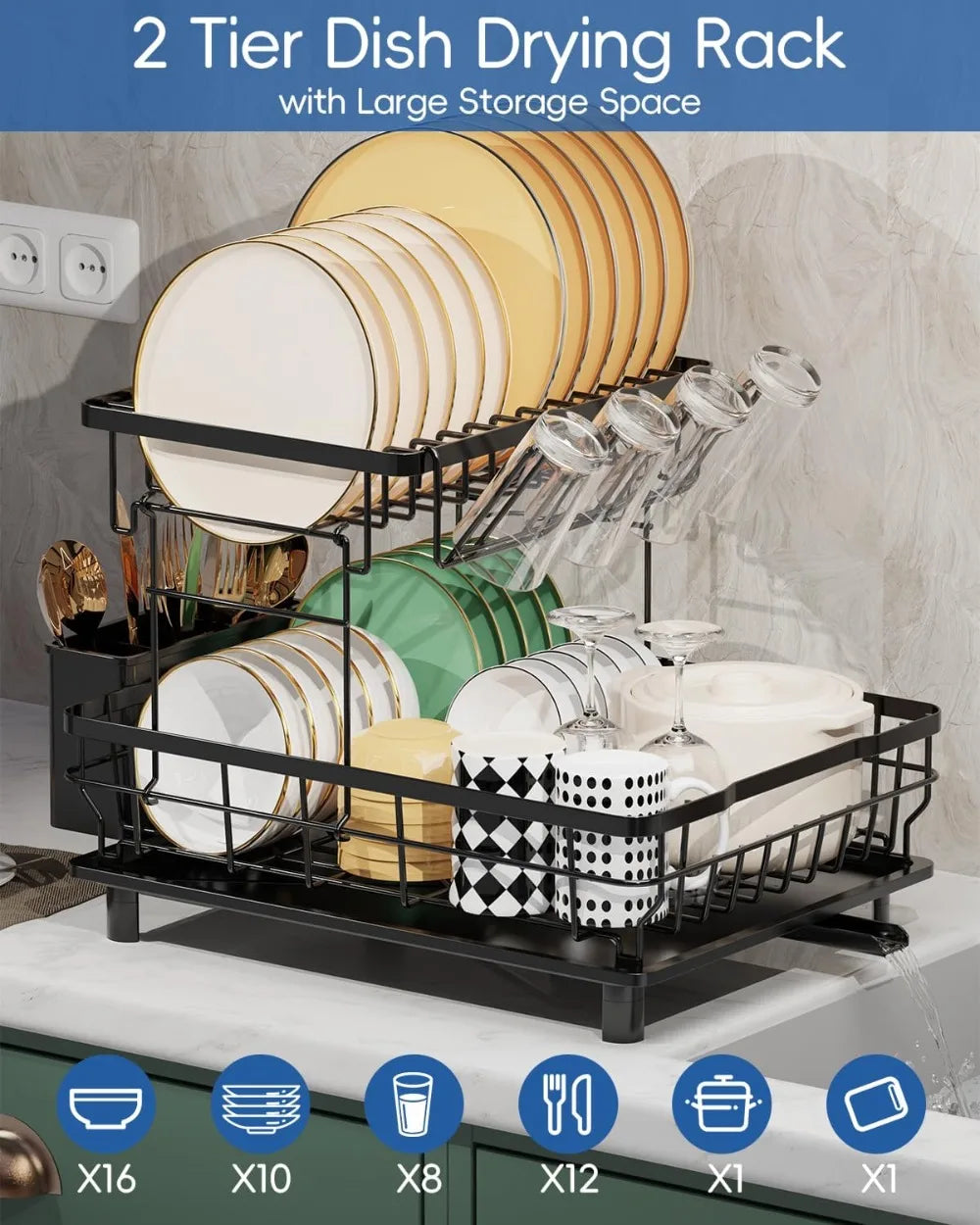 Multifunctional Dish Drainer with Drainboard