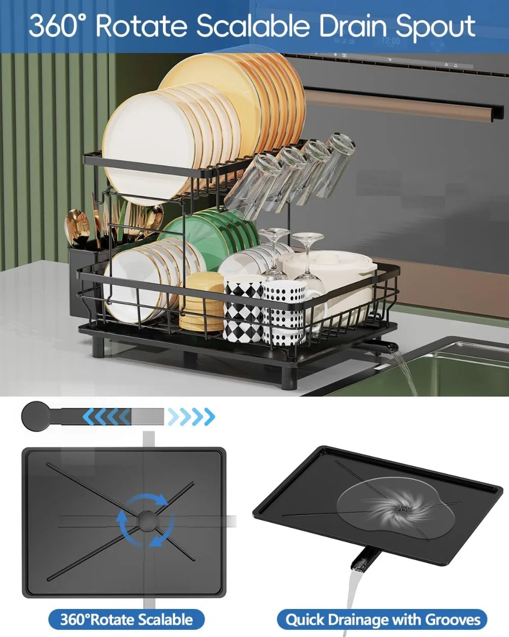 Multifunctional Dish Drainer with Drainboard