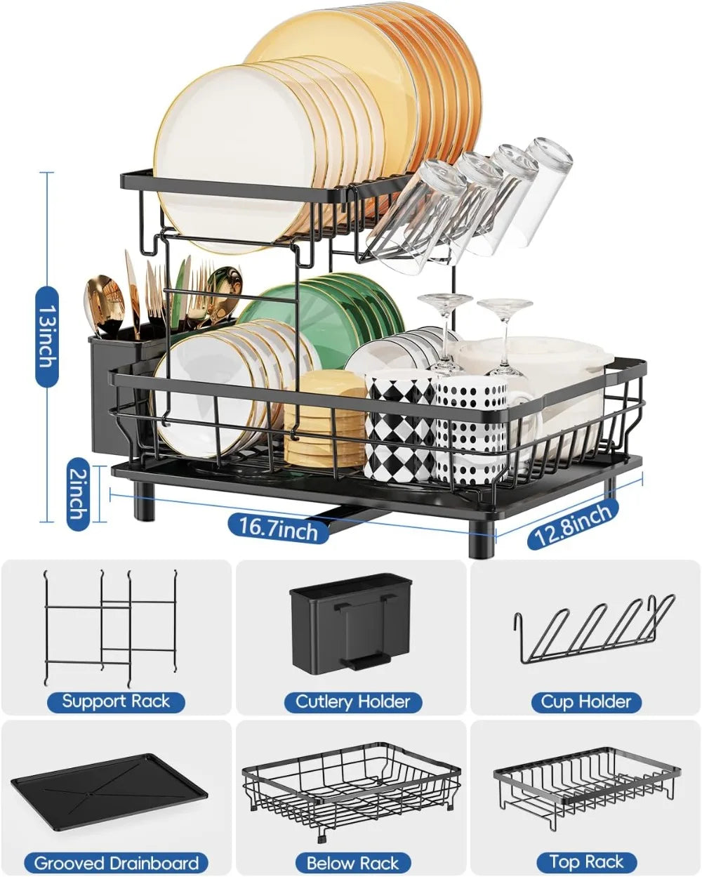 Multifunctional Dish Drainer with Drainboard