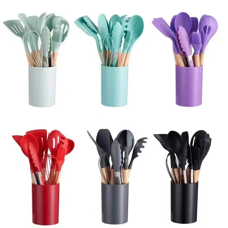 Silicone Wooden Handle Cooking Tool Non-stick Cookware